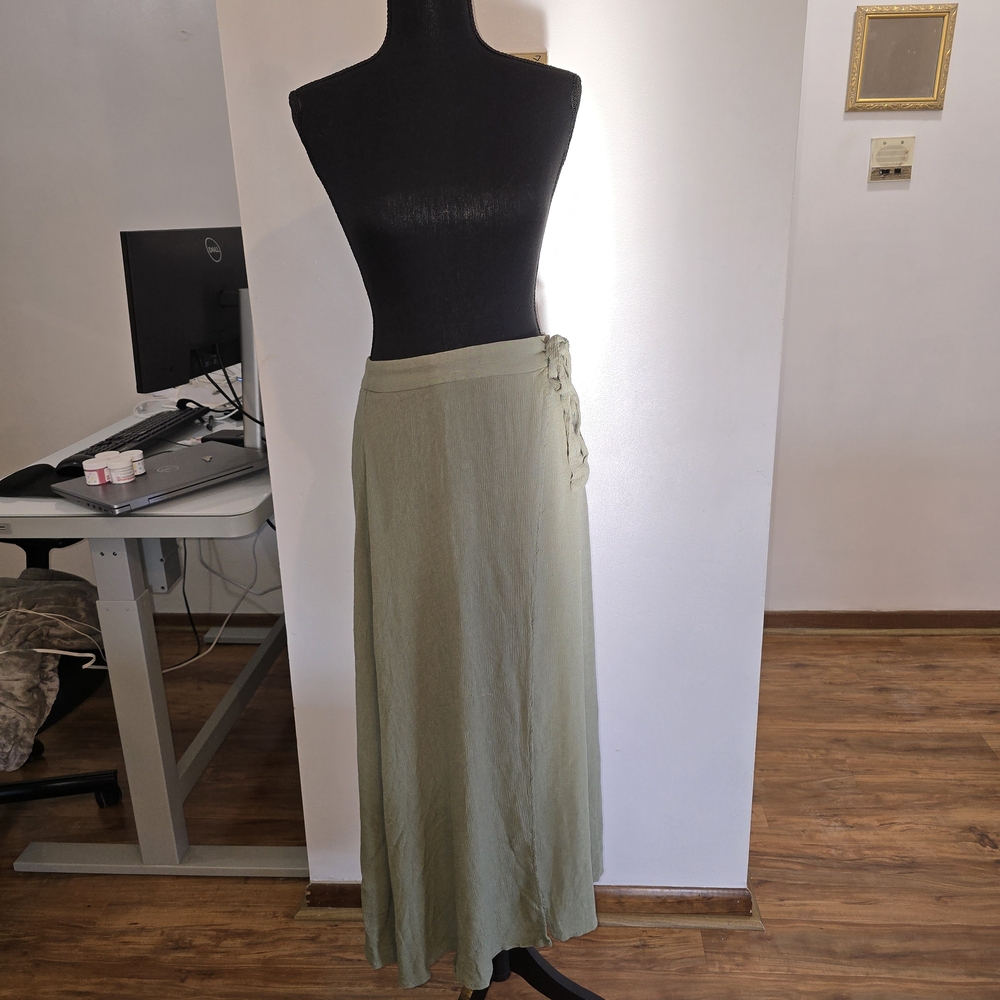 Olive Green Wrap Skirt - Picture 6 of 7